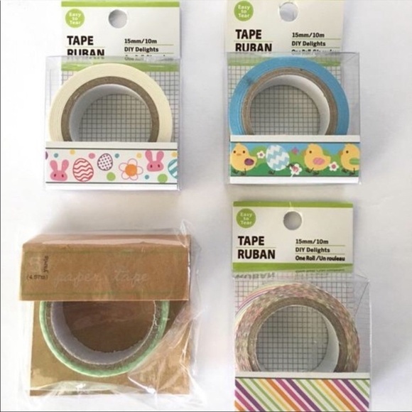 Easter Washi Tape Set Eggs Rabbits Stripes Chicks Green Plaid Set of 4 Rolls NWT - Picture 3 of 3